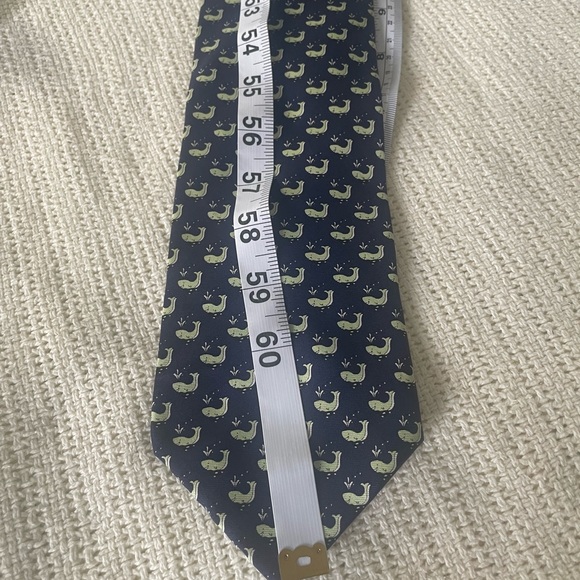 Louis Dell’olio designer silk tie whale design navy seafoam green Italian EUC - Picture 5 of 8